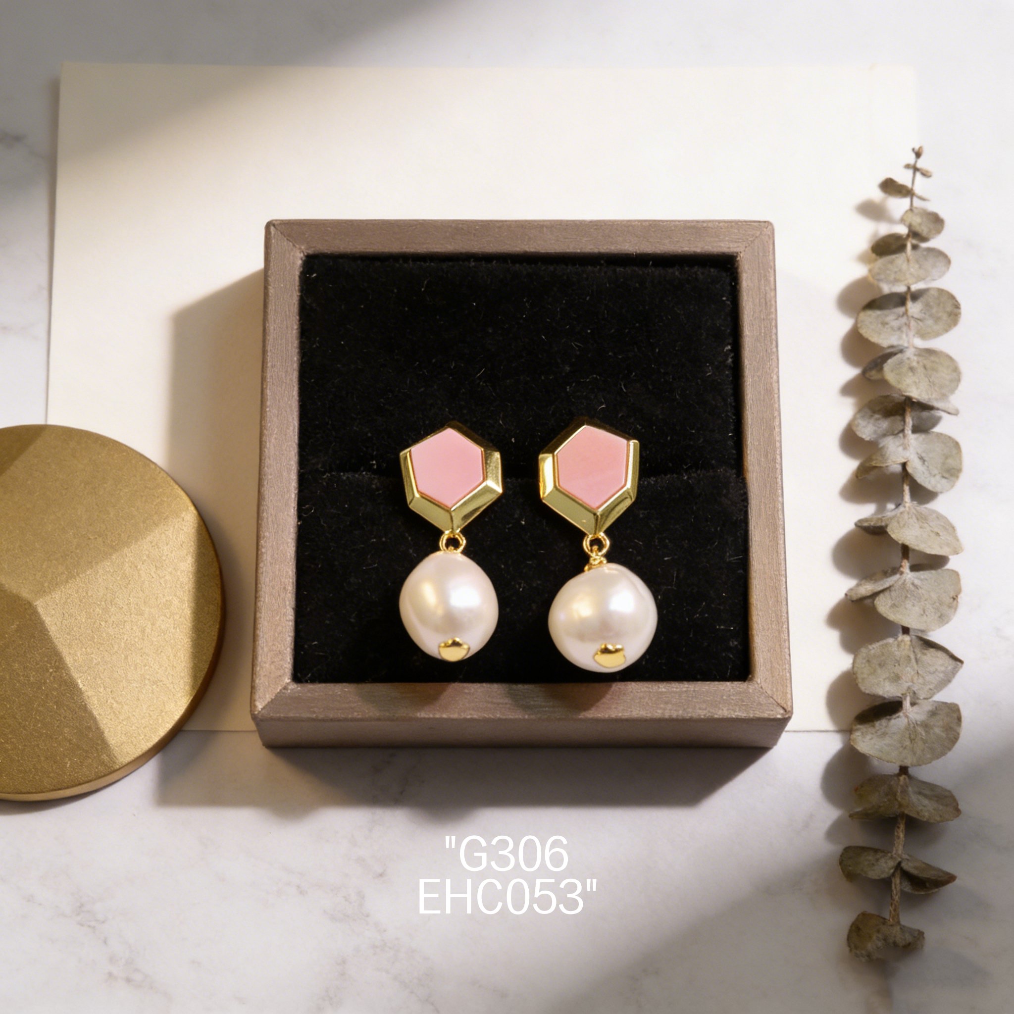 电镀黄金女皇贝爱迪生珍珠耳环