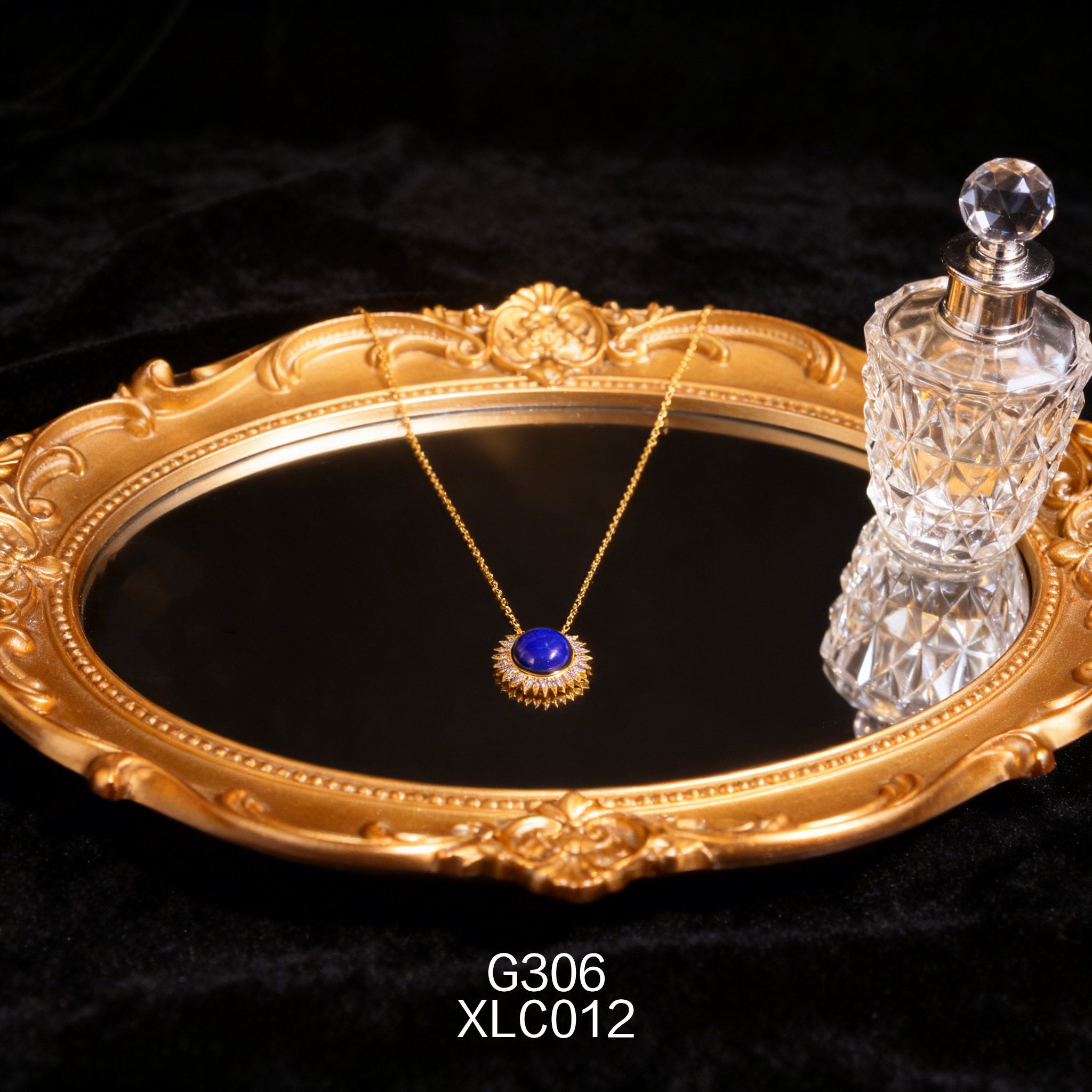 電鍍黃金12.6 x 5mm 鋯石青金項鍊