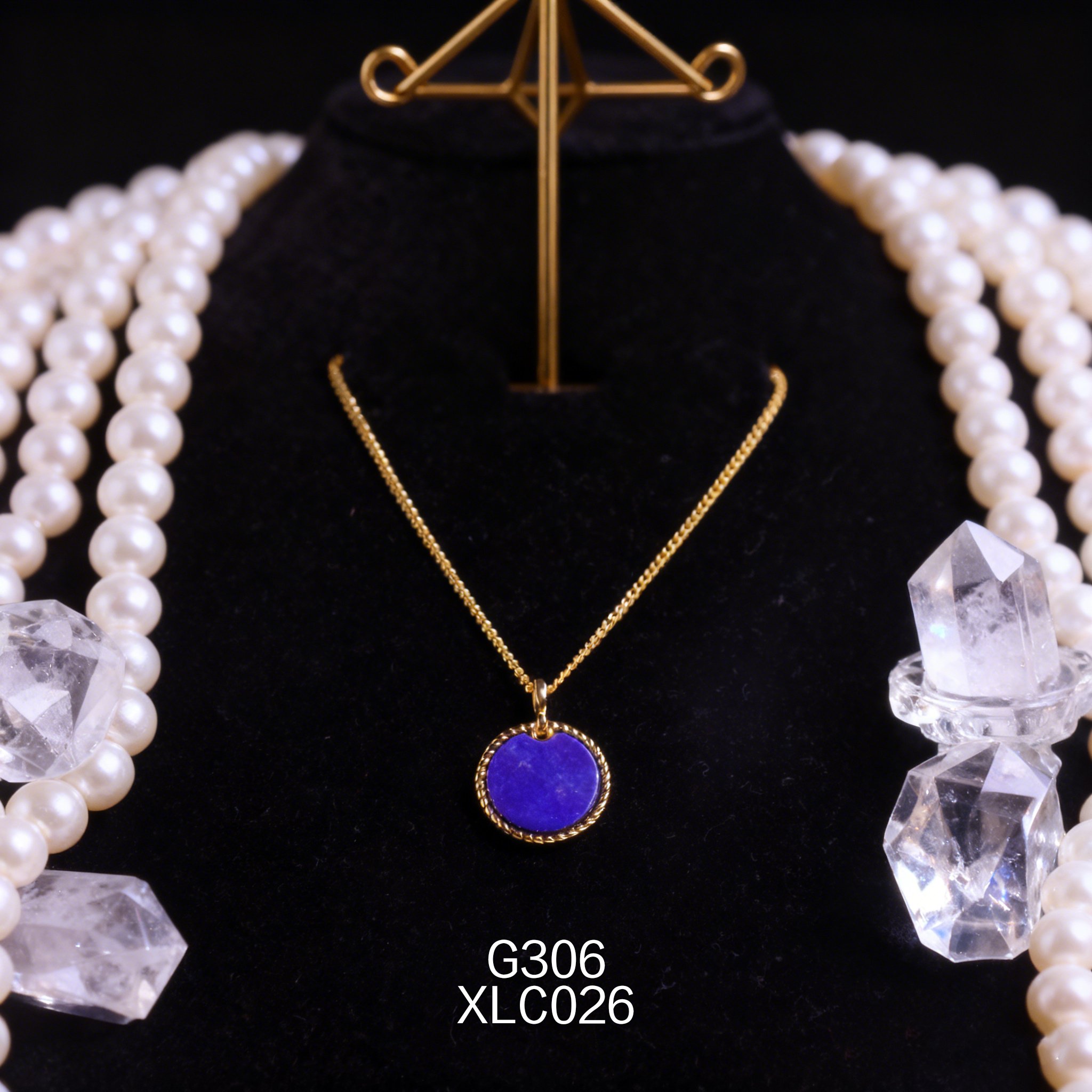 Collana placcata oro di nicchia con Lapislazzuli Tondo 13mm