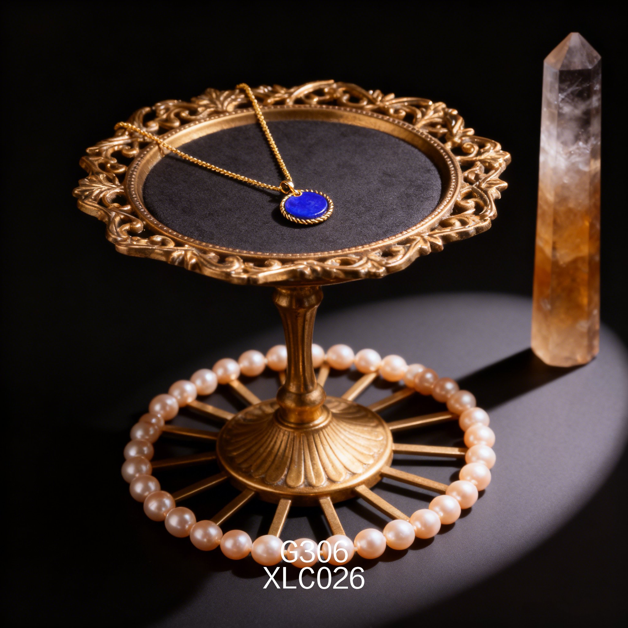 Collana placcata oro di nicchia con Lapislazzuli Tondo 13mm