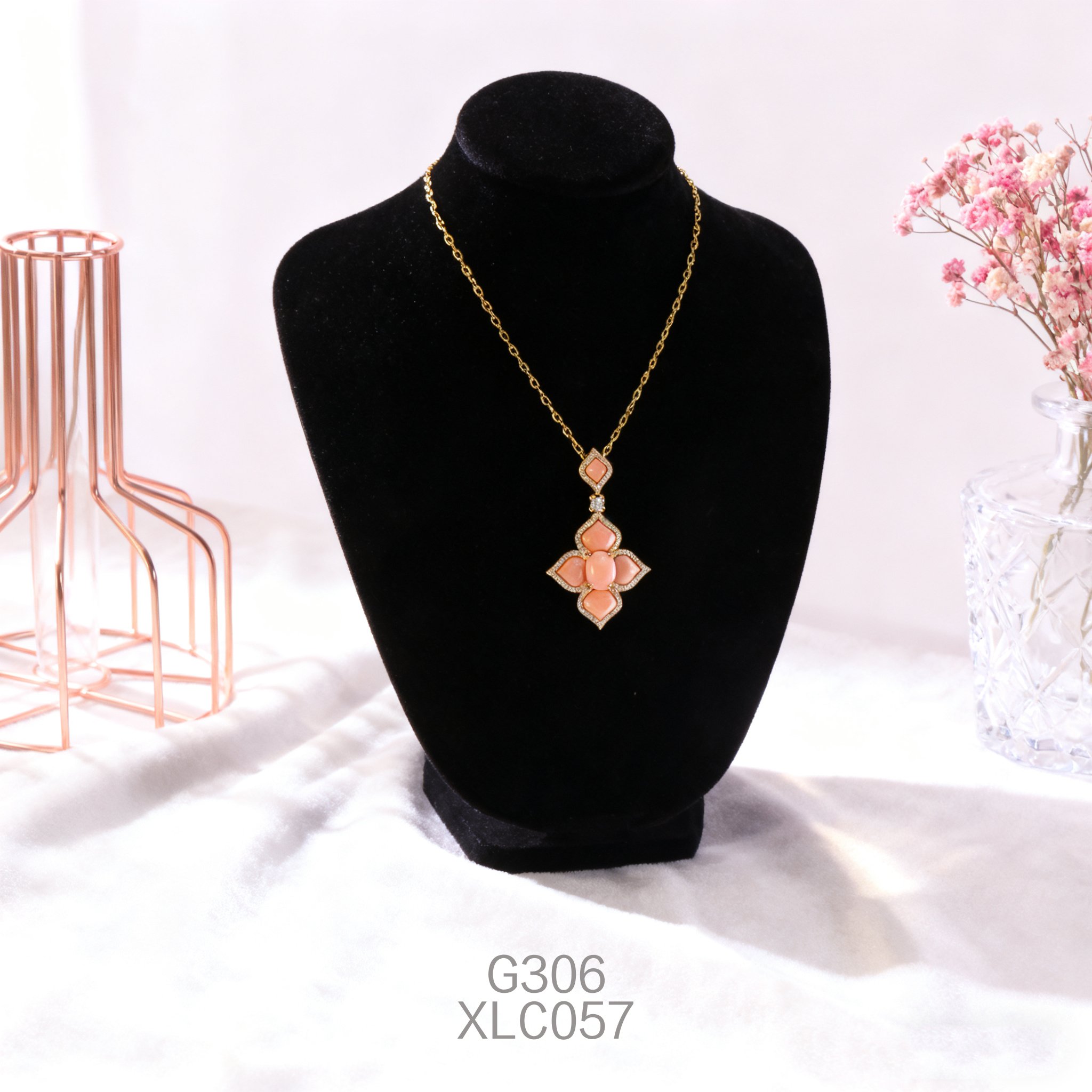 電鍍黃金鋯石冰淩花女皇貝項鍊