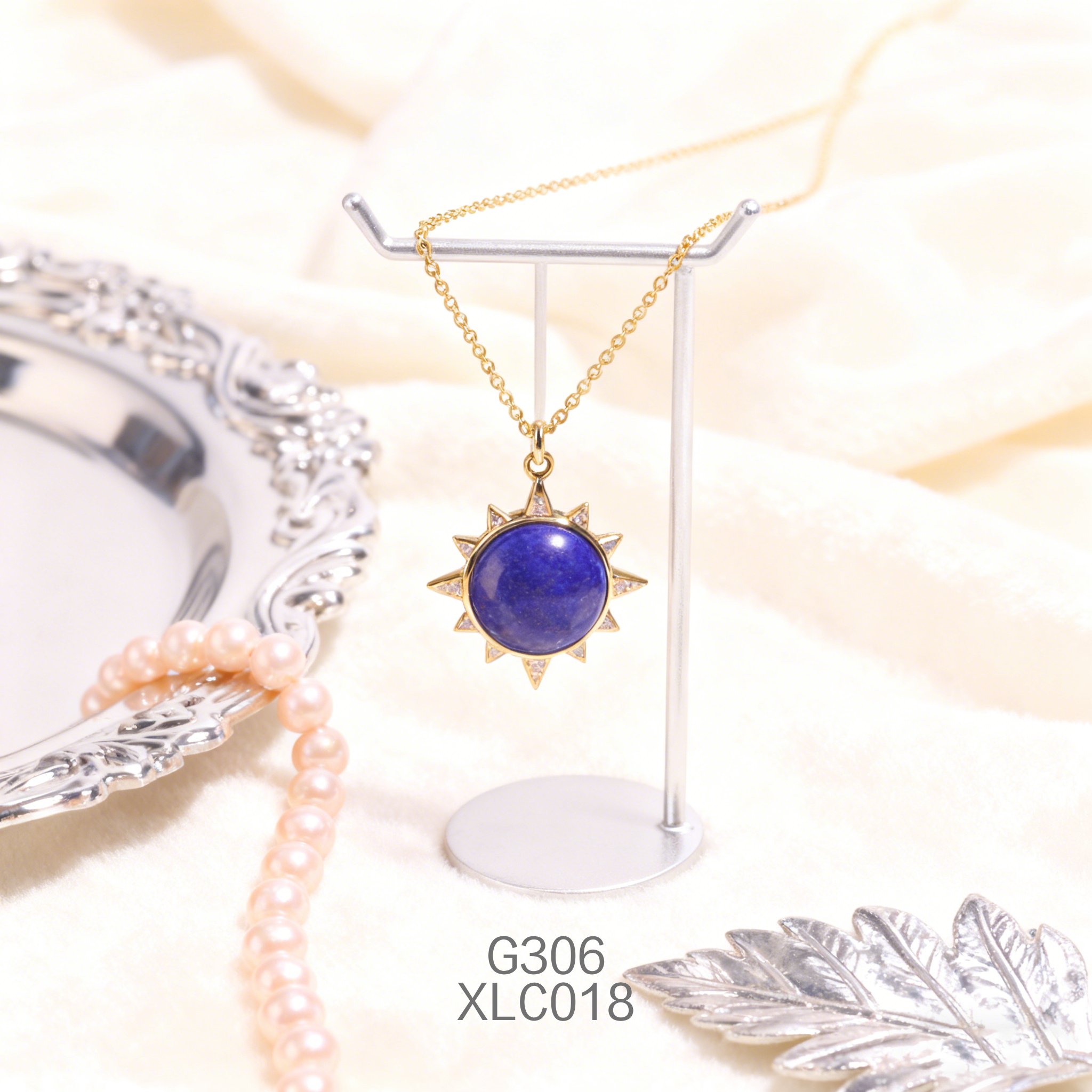 電鍍黃金鋯石青金石項鍊