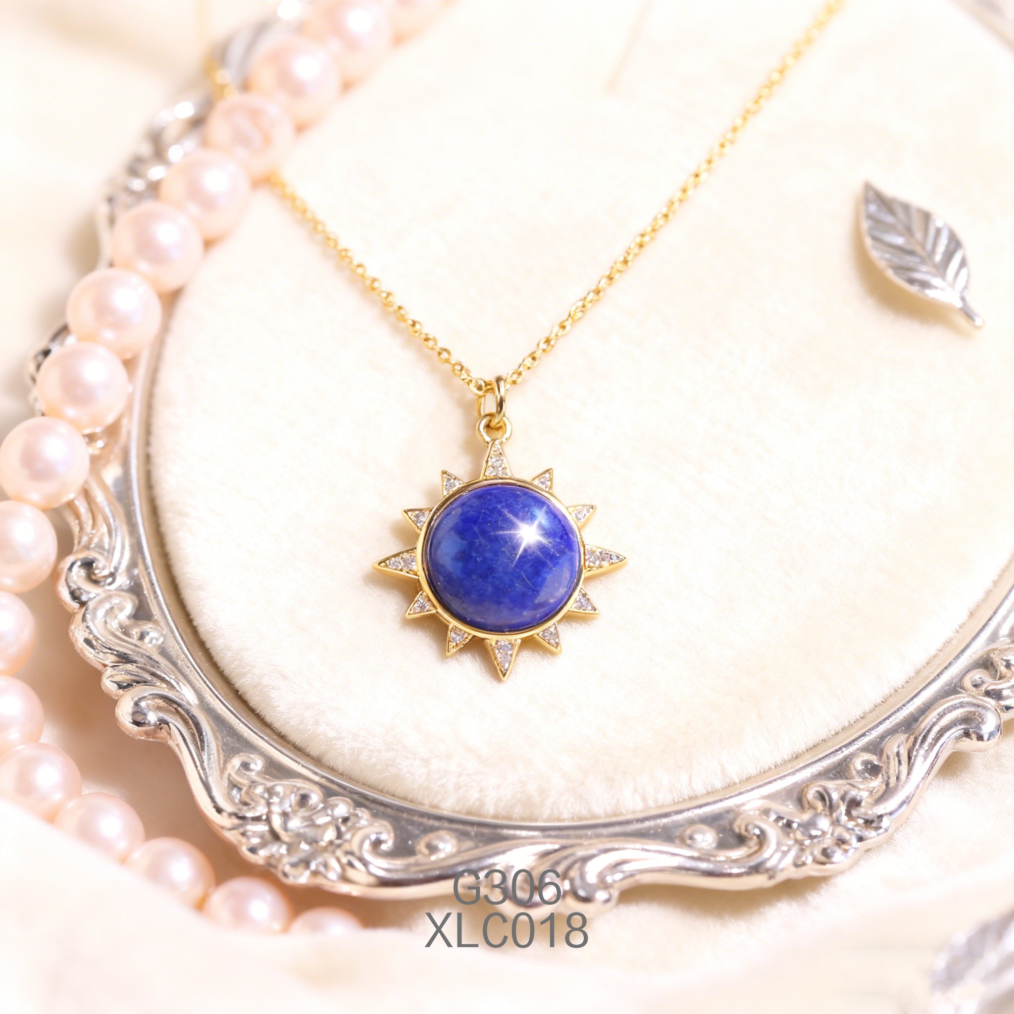 電鍍黃金鋯石青金石項鍊