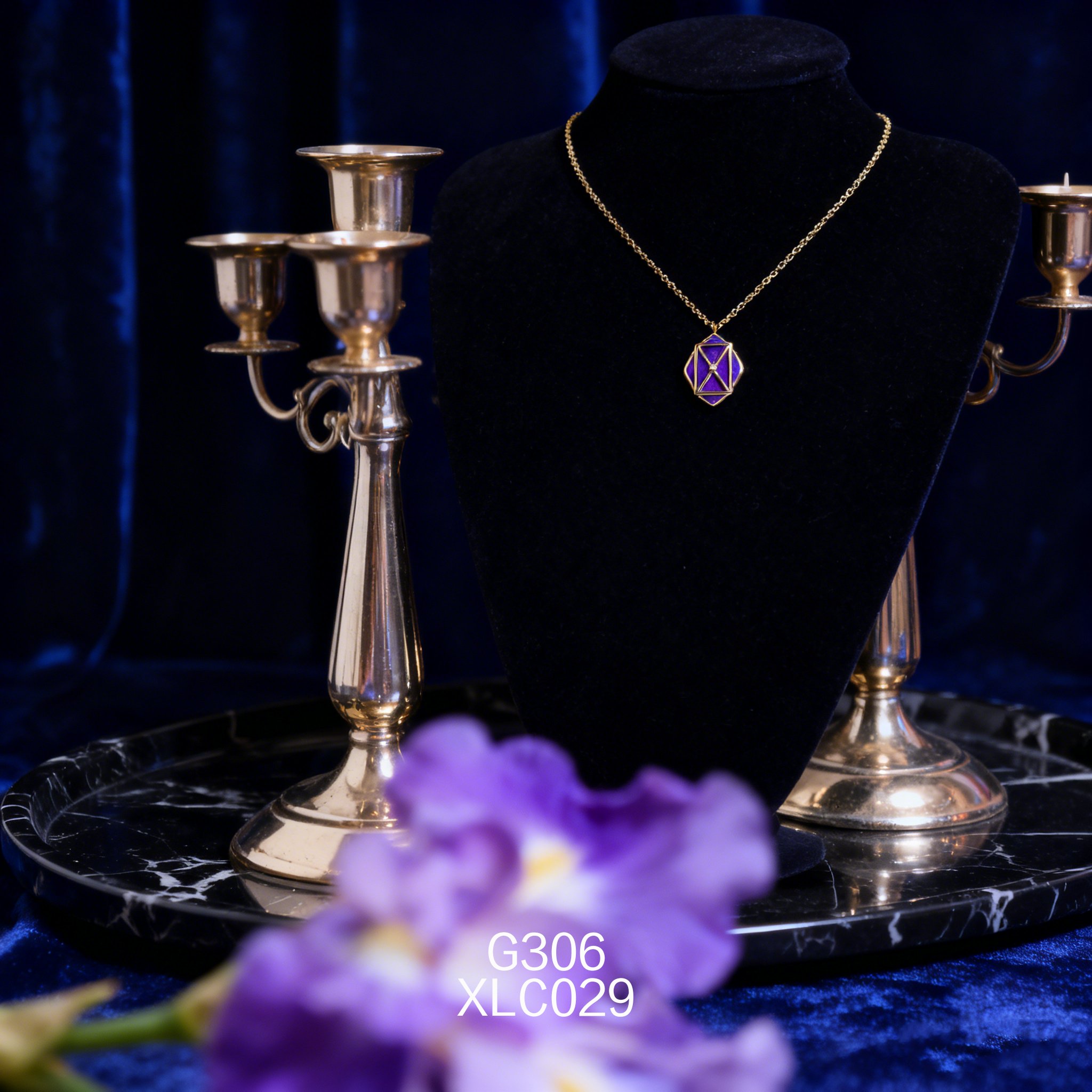 Collana placcata oro con Lapislazzuli Quadrato 12.8x17.5mm