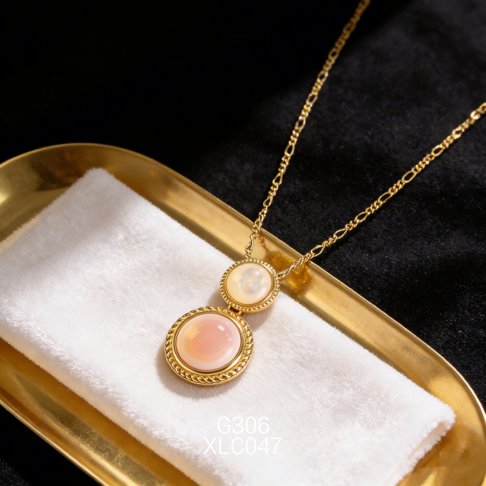 Gold-plated 8 x 4mm Mother of Pearl 12 x 5mm Abalone Necklace