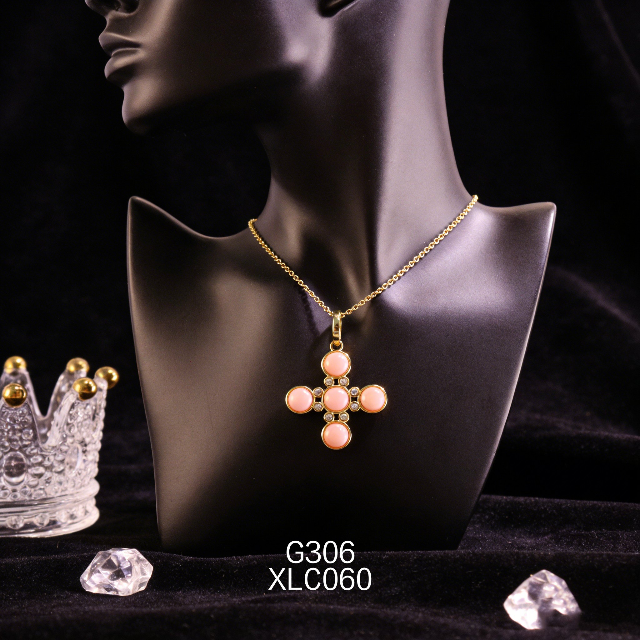 Gold-plated Zirconia 6.3mm Abalone Necklace