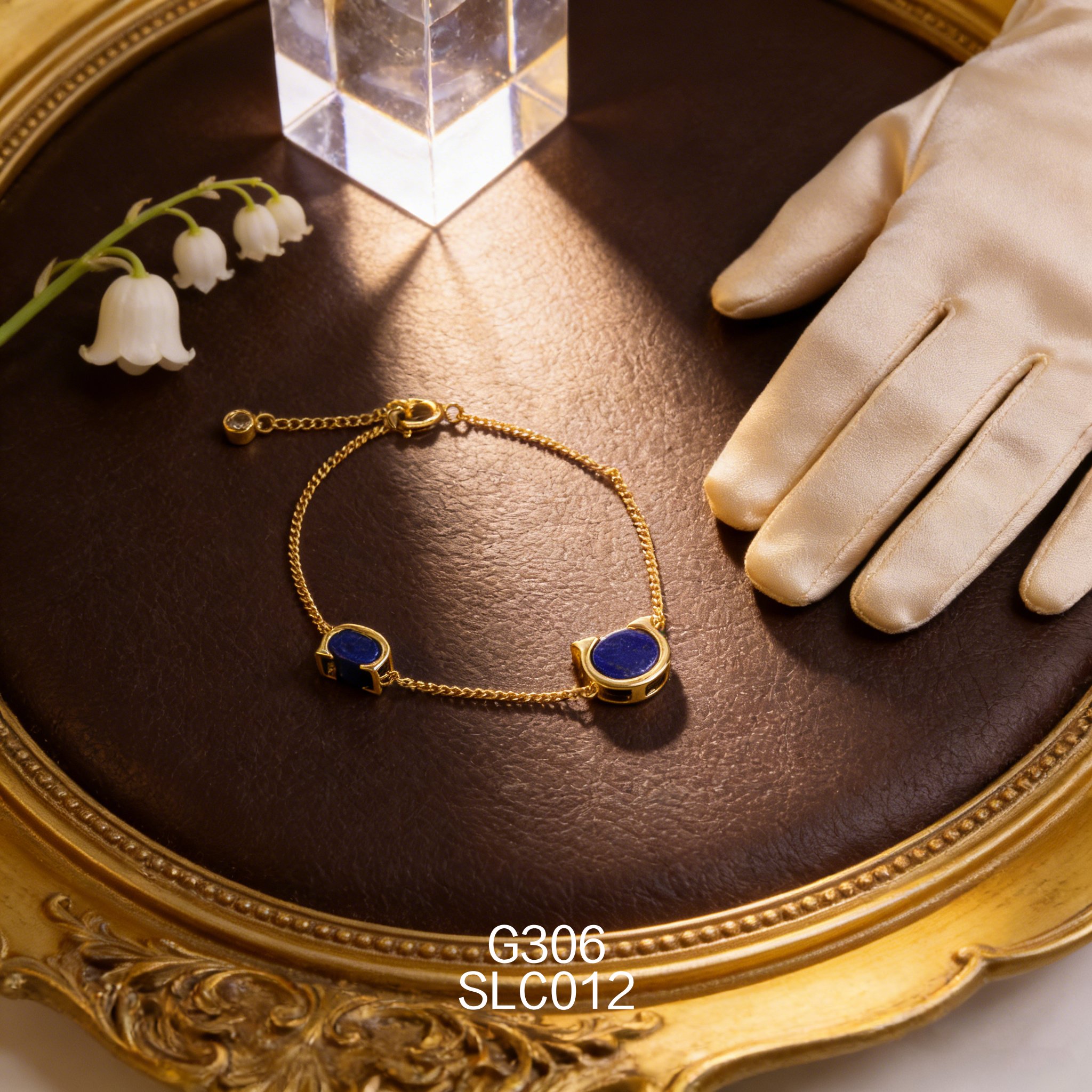 電鍍黃金青金雙C形手鏈