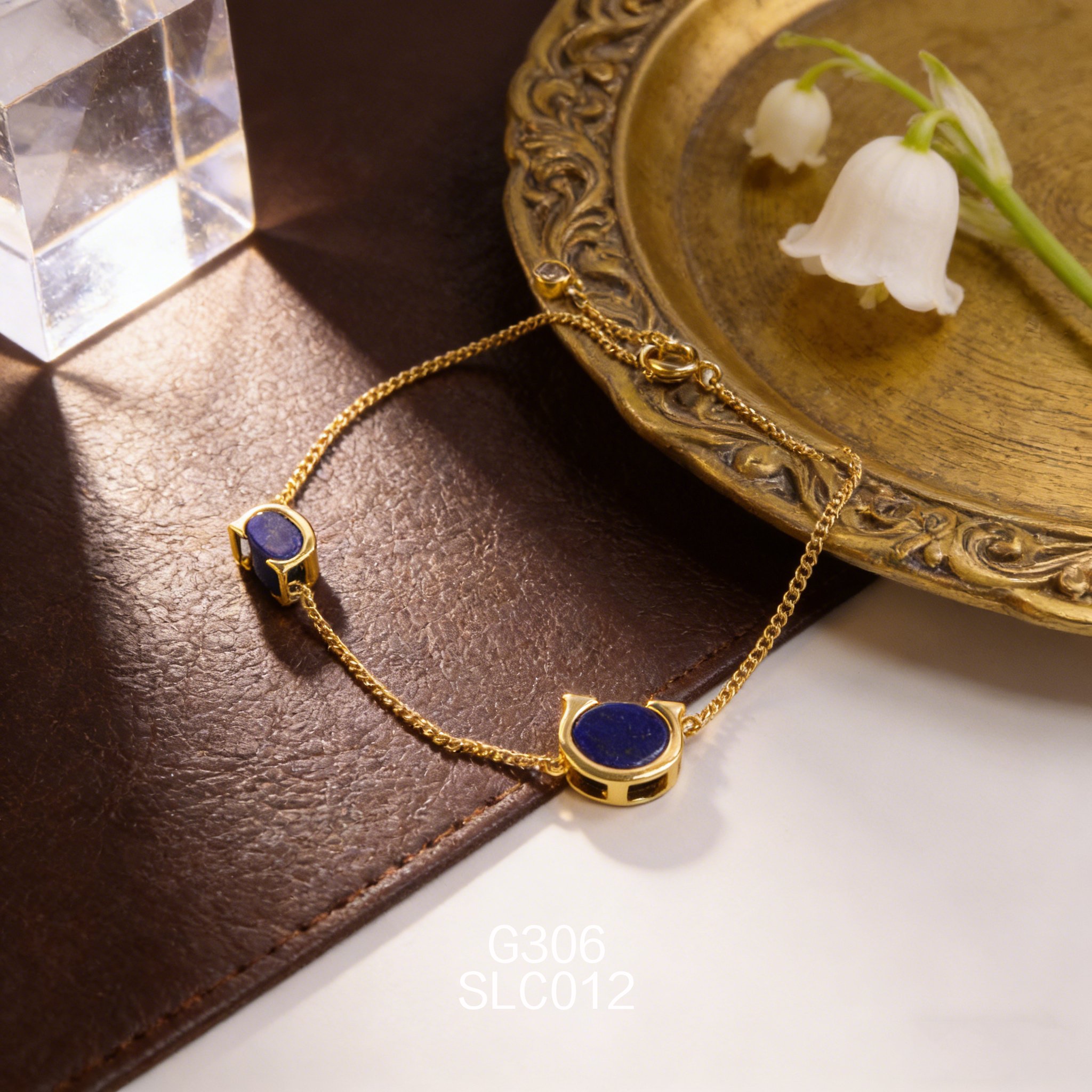 電鍍黃金青金雙C形手鏈