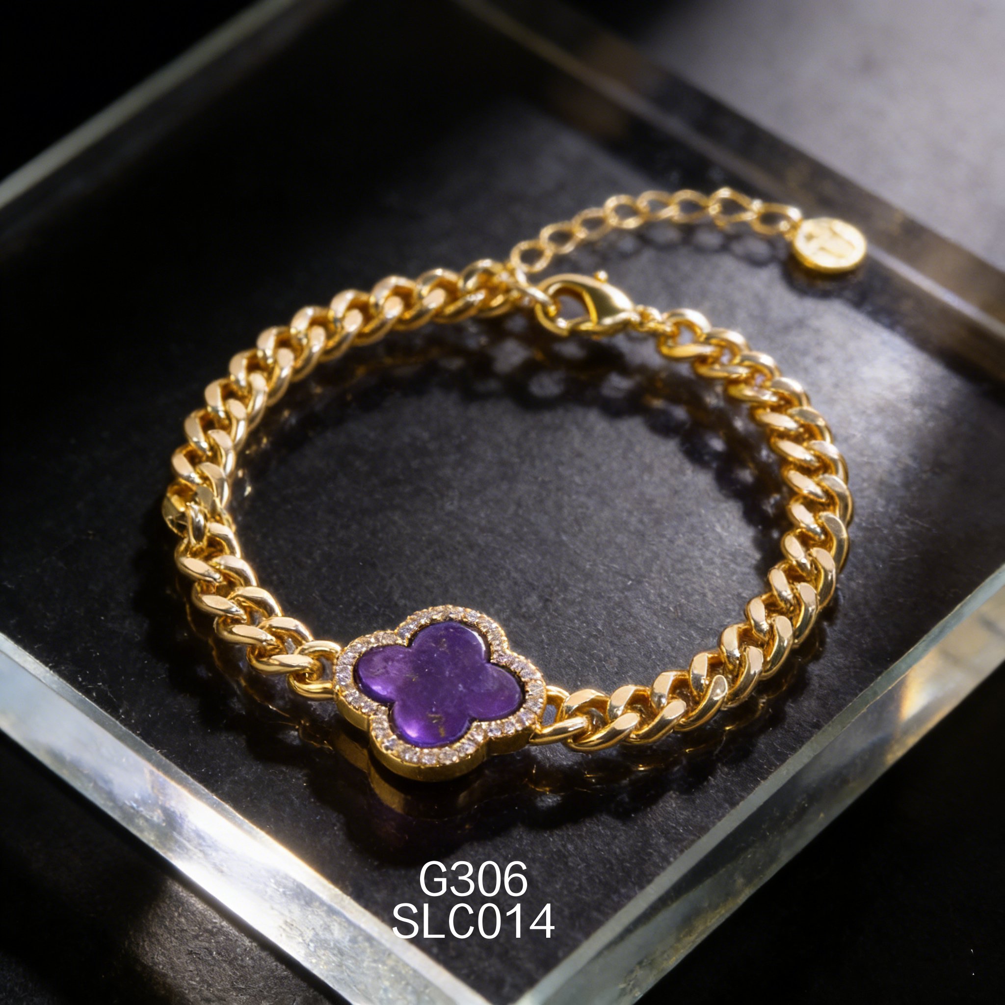 電鍍黃金長方形青金石手鏈