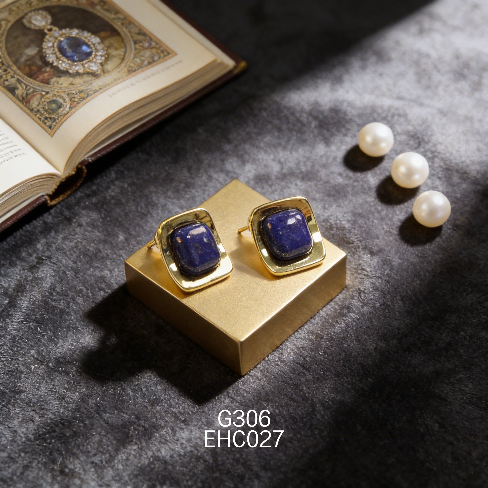 電鍍黃金 10mm 紐扣青金耳環