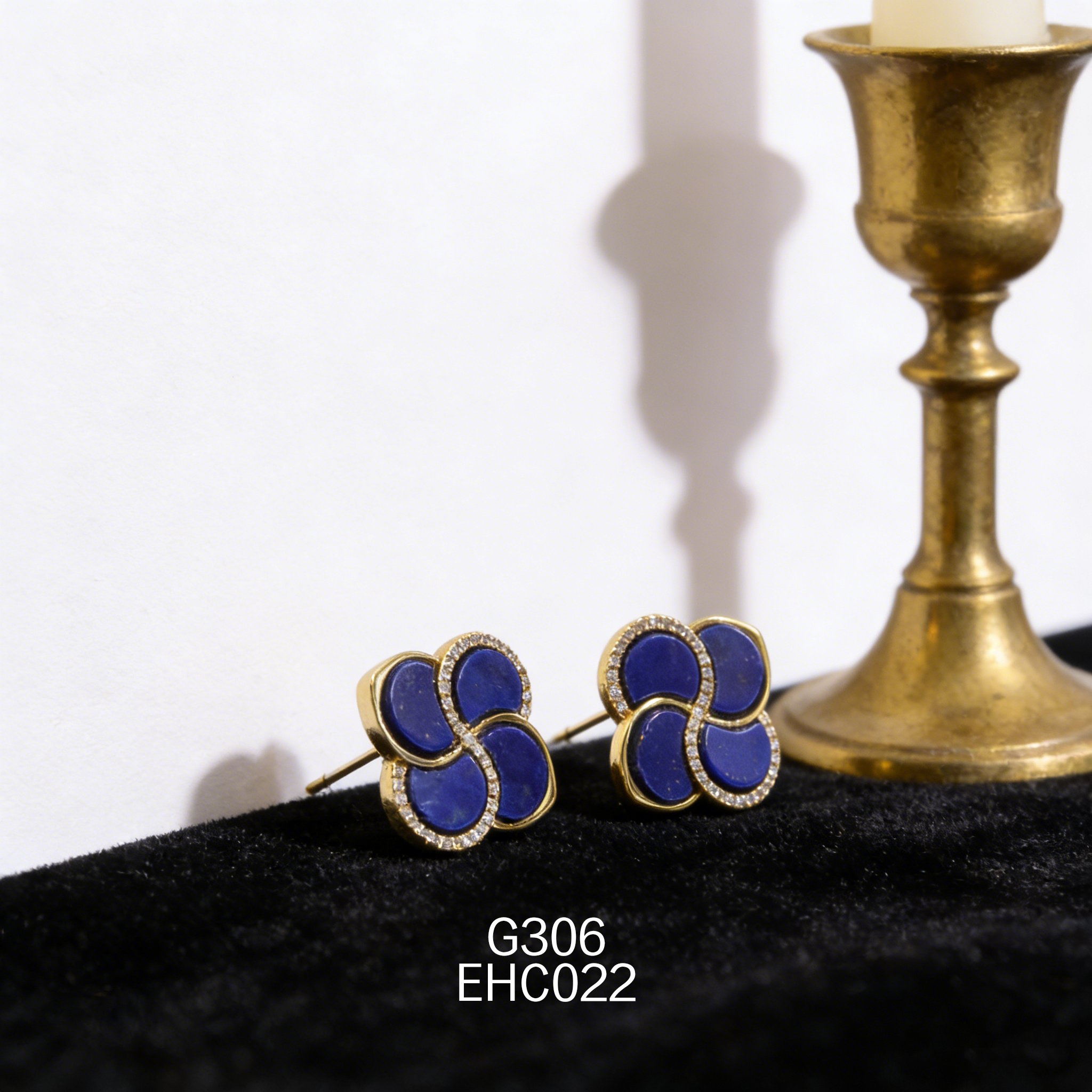 電鍍黃金 7.6mm 鋯石青金耳環