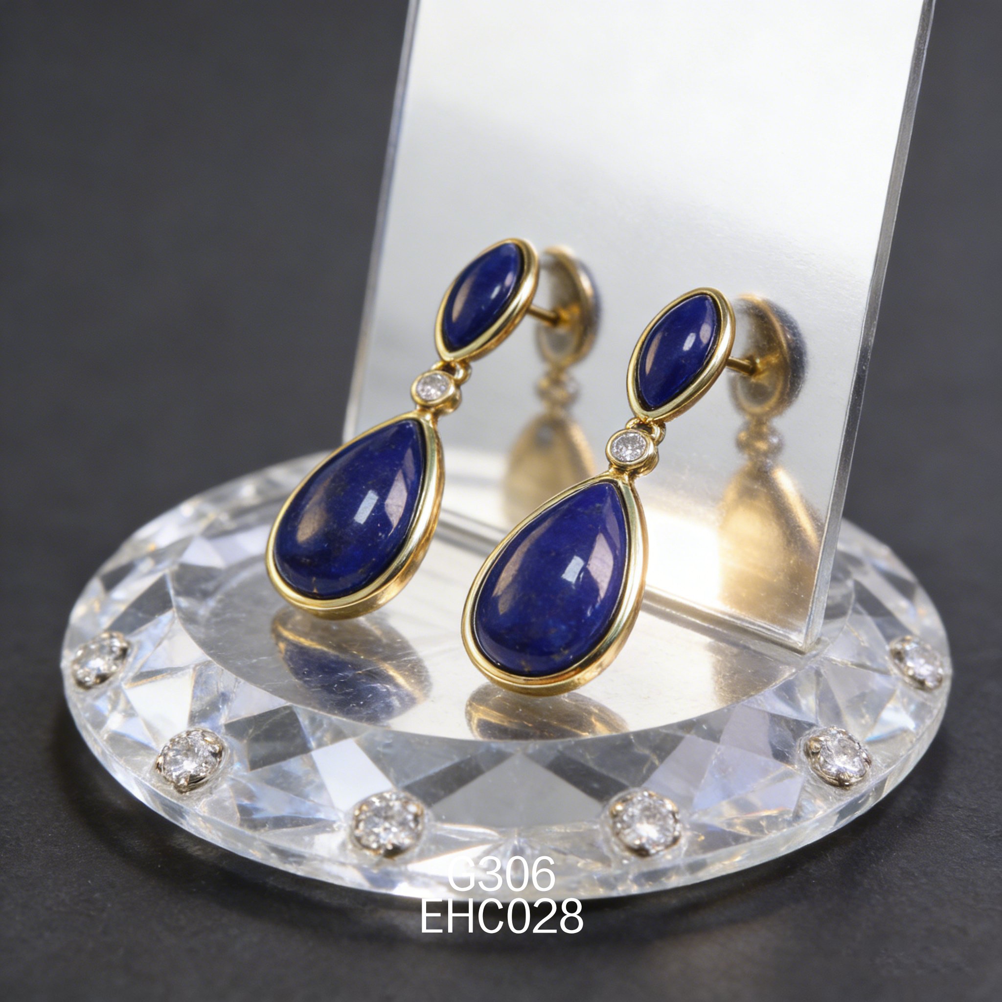 電鍍黃金青金石耳環