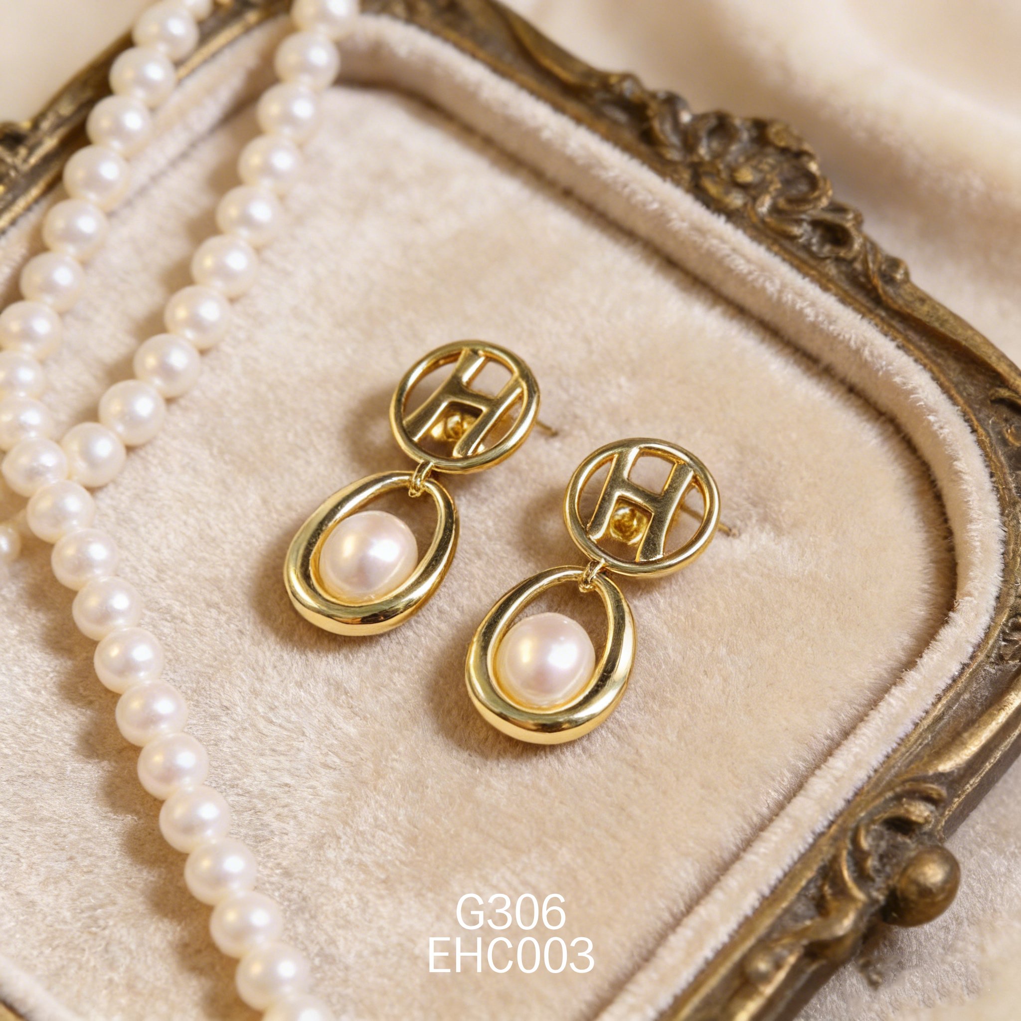 電鍍黃金珍珠耳環