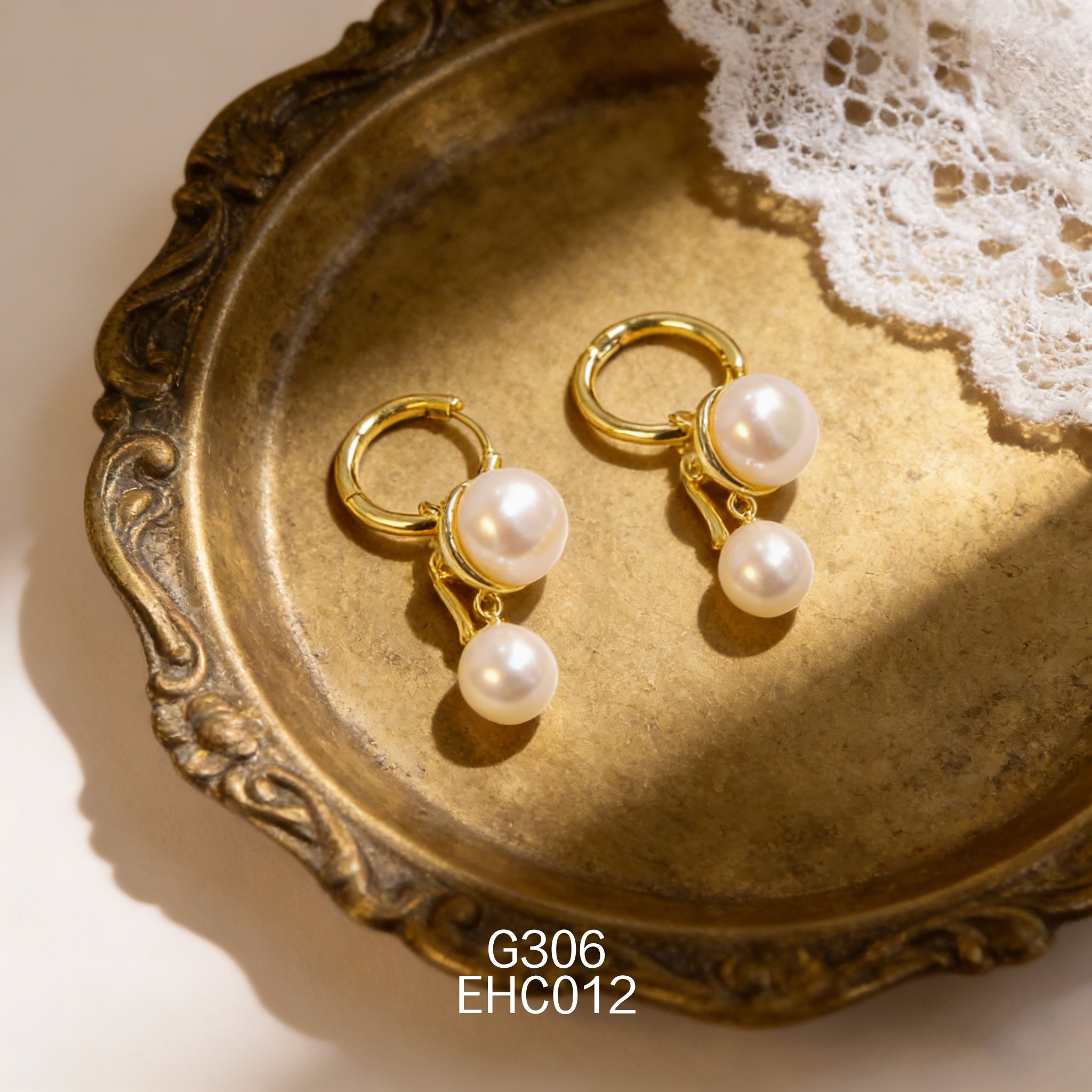 電鍍黃金珍珠耳環