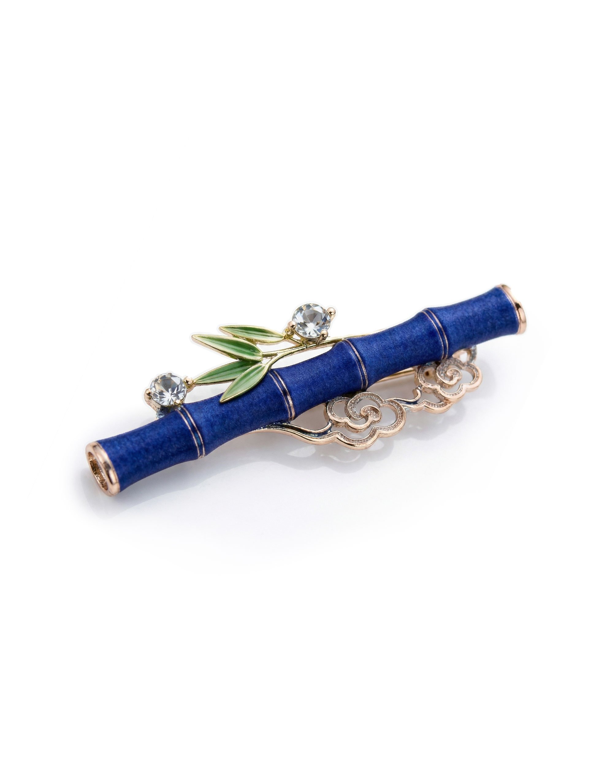The Verdant Cadence: Bamboo & Cloud Enamel Brooch