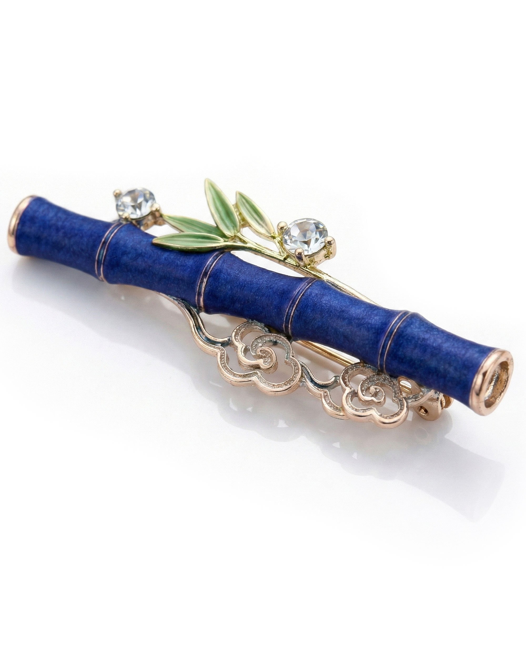 The Verdant Cadence: Bamboo & Cloud Enamel Brooch